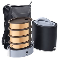 VAYA KOREA Tyffyn 保溫便當盒 1.3L 提袋, 黑色, 1個