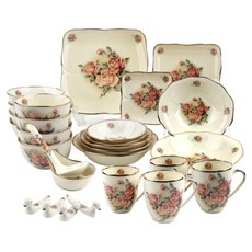 Queen Rose 4人餐具家庭組 32p, 餐具 32件, 象牙白, 1套