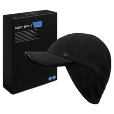 BAEGOT 女款刷毛慢跑跑步登山戶外護耳棒球帽, 黑色