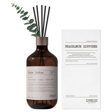 루엘디 프리미엄 대용량 디퓨저 + 데코 스틱 세트, 화이트 코튼, 500ml, 1개