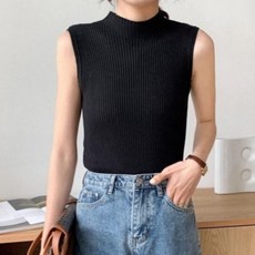 I'M MONG 女款修身版高領基本款羅紋無袖針織T恤 R6S176 2件組