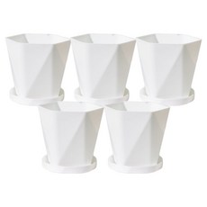 Theia Mono Garden 室內外兩用塑膠花盆組, 白色, 5套