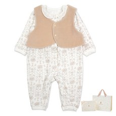 ORGANICMOM 新生兒用 Valenti 長袖連身衣 + 背心套組 MIFLQE05 + 購物袋