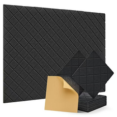 Delirium 室內隔音 菱格紋玄關門 隔音吸音材 施工無膠 300 x 300 x 9 mm, 黑色, 12個