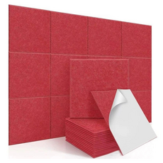 델리리움 소음 차단 다양한 컬러 현관문 방음 흡음재 300 x 300 x 9 mm, 레드, 12개