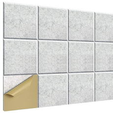 Delirium 吸音正方形自黏式玄關門隔音吸音材 300 x 300 x 9 mm, 12個, 淺灰色