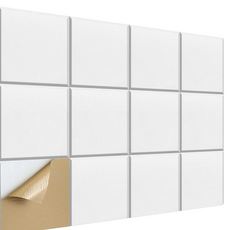 Delirium 吸音正方形自黏式玄關門隔音吸音材 300 x 300 x 9 mm, 12個, 白色