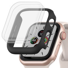 신지모루 애플워치 자가복원 EPU 코팅 액정보호필름 2p + 하드커버케이스, 블랙(케이스), 1개