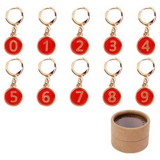 KHOOMIE 編織數字記號環 編織段數環 鉤針編織工具 10種 + 盒裝組合 5W0930, 1套, 紅色