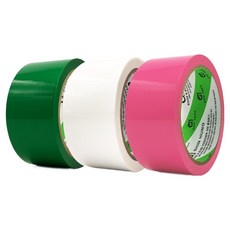 신흥테이프 박스테이프 녹색 + 흰색 + 핑크 세트 50m, 1세트