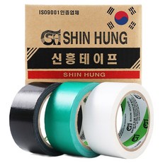 신흥테이프 라바 청면테이프 녹색 + 검정 + 흰색 세트 48mm x 15m, 1세트