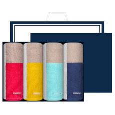 Songwol 松月 Colorade 紗染洗臉毛巾 180g 30支精梳棉 4入禮盒組 + 提袋, 隨機出貨, 1套