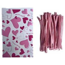 TINA PICNIC 粉紅愛心袋 10 x 16 cm + 粉紅格紋束帶組, 100套