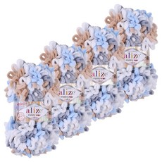 Alizee 手指編織 Puppy Pine 編織線, 4個, 5946 冰沙mix