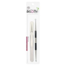 BELOTTY 精密皮脂鑷子2件組, 1套, 銀色