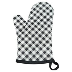 칼백화점 체크 실리콘 한손용 오븐장갑, 블랙, 1개