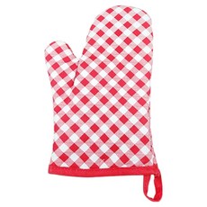 칼백화점 체크 실리콘 한손용 오븐장갑, 레드, 1개