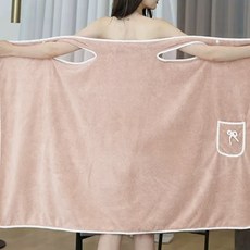 Market Plan 蝴蝶結口袋柔軟浴袍毛巾, 1個, 米色