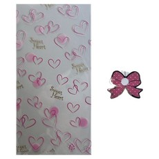 TINA PICNIC Sweet Heart包裝袋 10 x 20 cm + 粉紅緞帶透明束帶組合, 50套