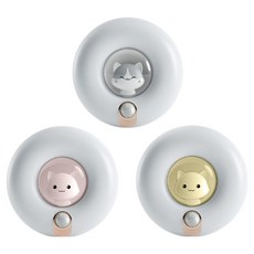 진보 모션감지 센서 자석부착형 야옹이 무드등 3종 세트, 화이트, 핑크, 옐로우