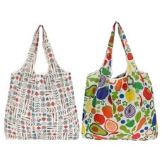 벨리안 휴대용 접이식 장바구니 46 x 66 cm 2종 세트, 채소랜드, 과채랜드, 1세트