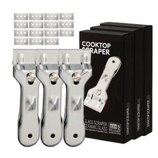 Wishio Healing Clean 電磁爐刮刀 主體 補充刀片 5入, 金屬, 3個