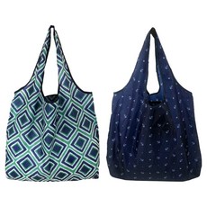 벨리안 휴대용 접이식 장바구니 46 x 66 cm 2종 세트, 다이아, 별과닻, 1세트