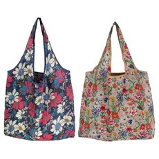 벨리안 휴대용 접이식 장바구니 46 x 66 cm 2종 세트, 데이지, 꽃밭, 1세트