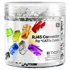 티엑스온 CAT5E RJ45 커넥터 8P8C 플러그, 21.5mm, 100개, 투명