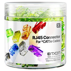 티엑스온 CAT5E RJ45 커넥터 8P8C 플러그, 21.5mm, 100개, 그린