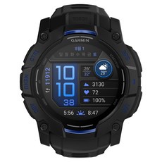 가민 인스팅트 3 슈퍼노바 AMOLED 아웃도어 스마트워치, 블랙 + 볼트블루, 50mm, GPS + 블루투스