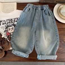 EYOUMONG 兒童寬版水洗鬆緊丹寧氣球長褲 E6S304