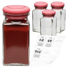 mir Hexa Pantry 矽膠密封調味罐 250ml x 4入 + 方形香草紅色罐蓋 4入 + 8種調味標籤組, 1套, 調味罐 250ml(4入) + 方形香草罐蓋(4入) + 8種調味標籤