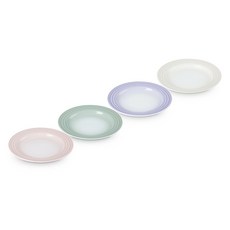 LE CREUSET 圓盤4件組 17cm, 1組, 4個圓盤, 貝殼粉 + 淡粉紫 + 湖水綠 + 蛋白霜
