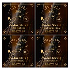 뮐러악기 교육용 바이올린현 1/4 1/2 공용 세트, 혼합색상, 1세트, MVS-700