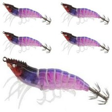 999피싱 UV 반사 야광 인조 리얼 새우 수평 에기, 5개, 10g, 딥 바이올렛 5개, 10g, 딥 바이올렛