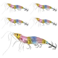 999Fishing UV反光夜光人造擬真蝦水平木蝦, 5個, 10g, 極光女王