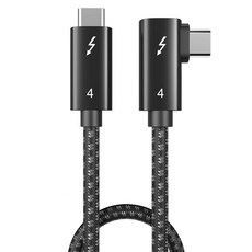 SPACE SHIELD Type-C轉Type-C Stella Thunderbolt 4 100W PD 8K 40Gbps 超高速充電數據傳輸 Type直角傳輸線, 黑色, 1個, 0.5m