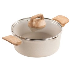 Tefal 特福 暖暖系列不沾雙耳湯鍋 加蓋, 米白色, 1個, 20cm