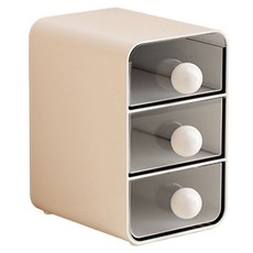 맙소샵 볼 핸들 3칸 다용도 탁상서랍 정리함 10.5 x 13 x 16.4 cm BRP2690, 화이트소, 1개