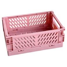 Mabso Shop 桌上型家用折疊雜物收納折疊箱 15 x 10 x 5.8 cm BRP2726, 粉紅色S, 1個