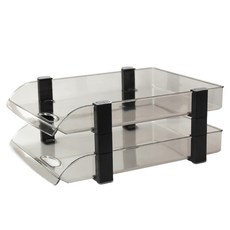 Mabso Shop 辦公室學校家用透明文件檔案整理盒 28 x 37.2 x 14.4 cm BRP2716, 黑色2層, 2層