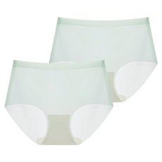 DeParee 蒂巴蕾 無痕冰絲植物系桑蠶絲抗菌內褲2件組 Waist pus 包覆式, 淺綠色