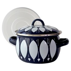 HAKOYA 電磁爐琺瑯Bianca雙耳燉鍋 HA-BB140, 1個, 海軍藍, 14cm