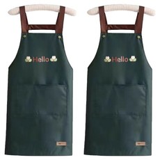 다퍼남 프리미엄 우레탄 방수 앞치마, 그린, 2개