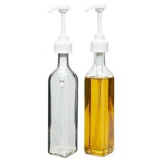 미르코리아 홈카페 투명 사각 유리 펌프 시럽병 화이트, 2개, 500ml