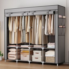 ROI라이프 간단한 조립과 수납이 가능한 심플 옷장 164 x 42.5 x 170 cm, 회색