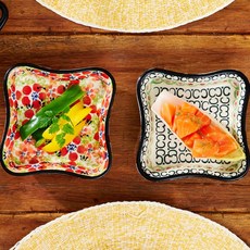 PAWIE Jallipie 方形小菜碟2件組, 綠色花漾, 1套