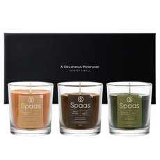 SPAAS 玻璃香氛蠟燭3件組禮盒, 混合色, 蘋果與肉桂, 椰子與無花果葉, 梨與茉莉
