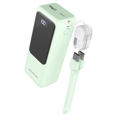 스마텍 미니 고속충전 기내반입 스트랩 케이블 일체형 보조배터리 10000mAh 멀티단자, 민트, STPB-SB100